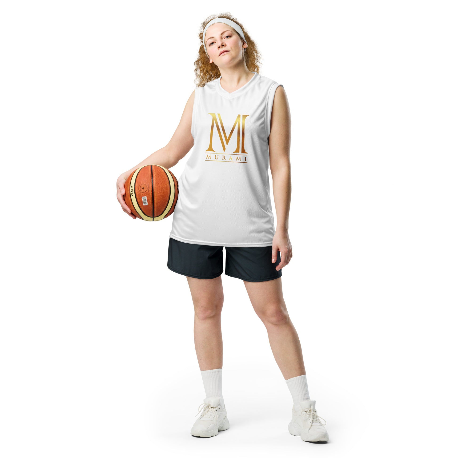 Basketball player wearing Murami gold jersey - white edition